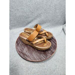 Sam Edelmam Womens Tan Leather Wedge Sandals Size 6